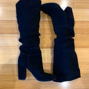 Steve Madden Faola Black Suede Tall Slouchy Boots